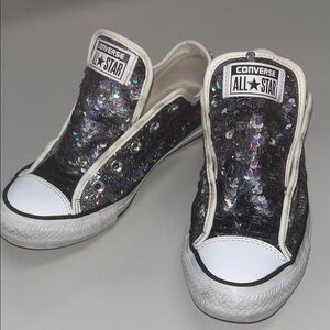 Converse Silver / lavender Sequin All Star Sneakers